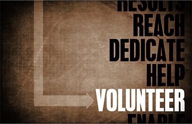 Reach, dedicate, help, volunteer infographic